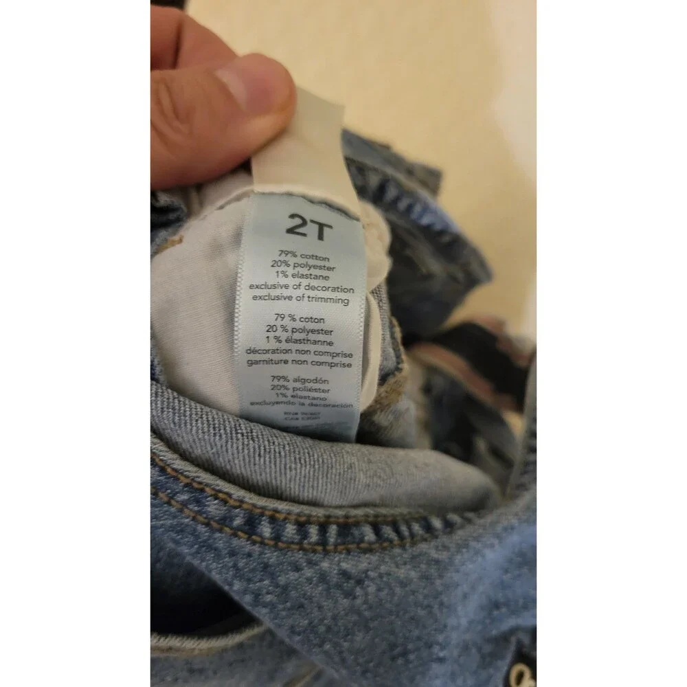 OshKosh B'gosh Toddler Denim Overalls 2T Blue Vestbak Adjustable Strap Jeans